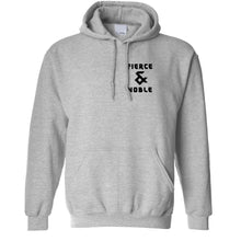 Load image into Gallery viewer, Heather Grey Fierce &amp; Noble Logo Hoodie

