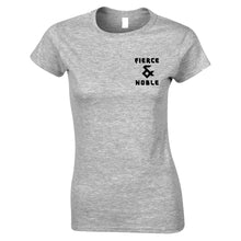 Load image into Gallery viewer, Heather Grey Fierce &amp; Noble Logo Womens T Shirt
