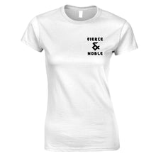 Load image into Gallery viewer, White Fierce &amp; Noble Logo Womens T Shirt
